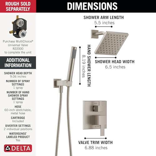 Delta Modern Square Shower System view 4