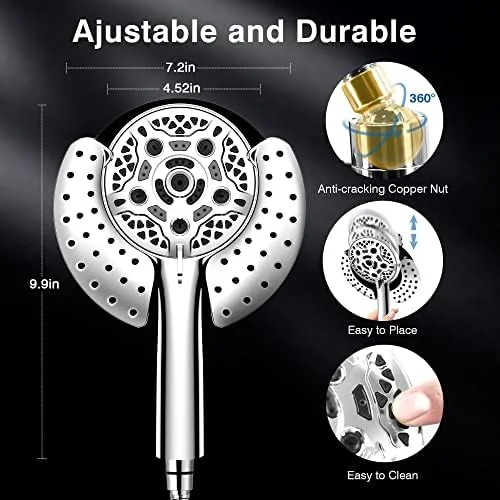 INAVAMZ Shower Head with Handheld High Pressure: Hand Held Shower Head & Rain Shower Head 2-IN-1 with 59