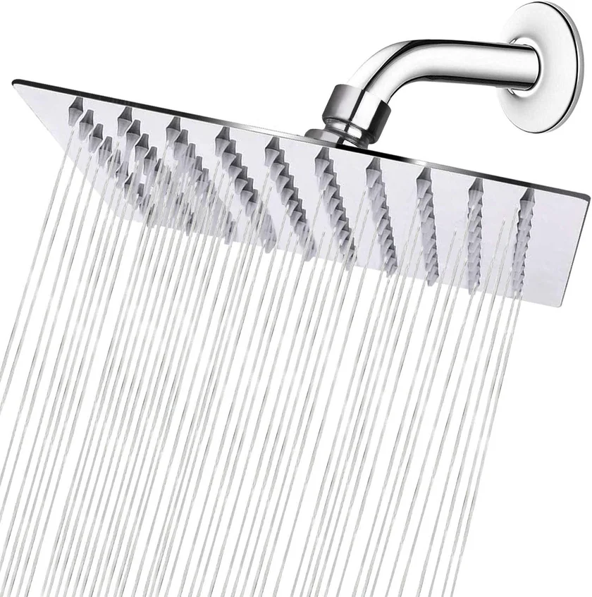 NearMoon Round Rainfall Shower Head 8 inch brushed nickel